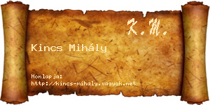 Kincs Mihály névjegykártya